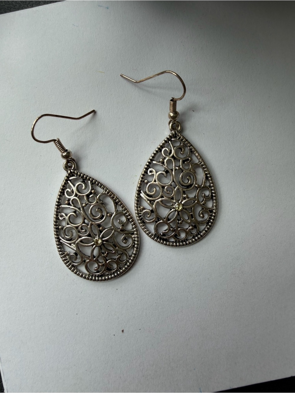 Elegant Filigree Teardrop Earrings in Silver